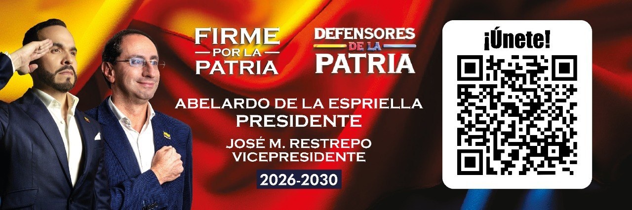 Banner de campaña Firmes por la Patria con QR para unirse al movimiento